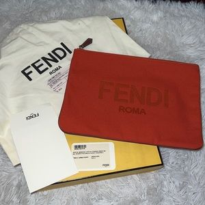 Fendi Red Canvas Pouch